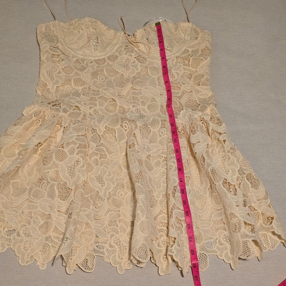 For Love & Lemons Coco Lace Mini Dress Cream XL NWT Underwire Scalloped Cocktail - Picture 10 of 14